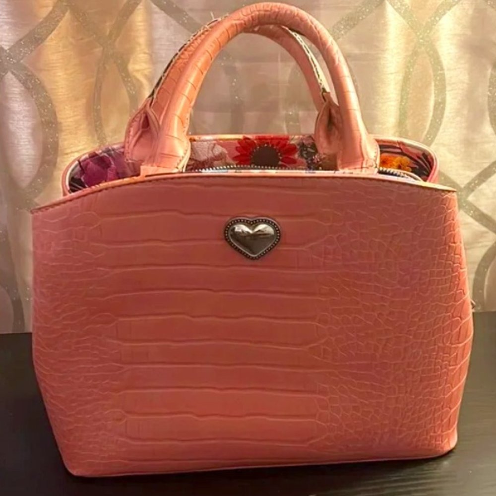 Betsey Johnson pink Gigi croc handbag